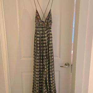 Free People Good Vibes Midi Dress in Black Combo